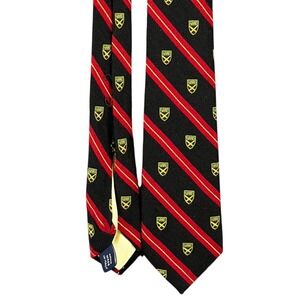 Polo Ralph Lauren Necktie Mens 58" Regimental Stripe Crested Wool Silk Formal